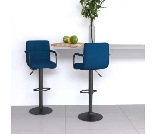 Baro Taburetės, 2Vnt., Mėlynos Spalvos, Aksomas
