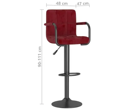 Bāra Krēsli, 2 Gab., Vīnsarkans Samts Vidaxl