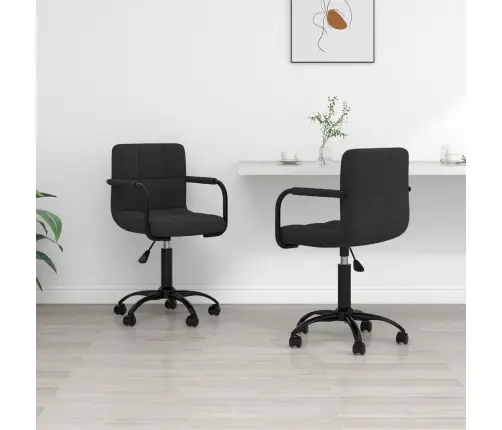 Pasukamos Valgomojo Kėdės, 2Vnt., Juodos Spalvos, Aksomas
