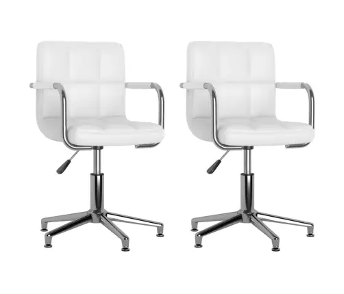 Pöörlevad Söögitoolid 2 Tk, Valge, Kunstnahk