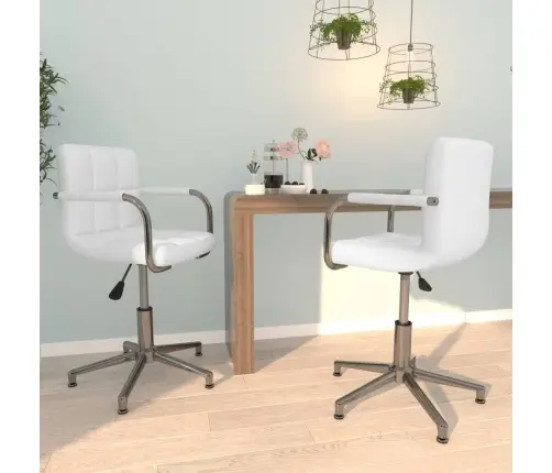 Pöörlevad Söögitoolid 2 Tk, Valge, Kunstnahk