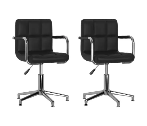 Grozāmi Virtuves Krēsli, 2 Gab., Melna Mākslīgā Āda Vidaxl Grozāmi Virtuves Krēsli, 2 Gab., Melna Mākslīgā Āda Vidaxl