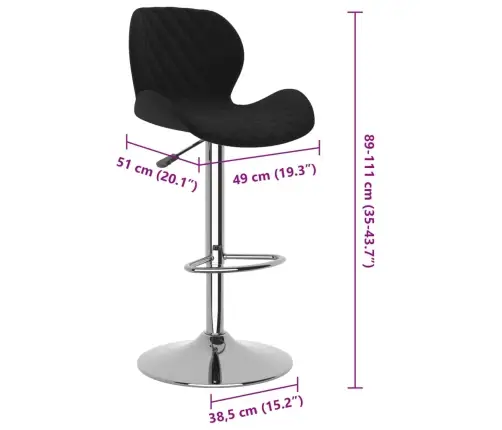 Bāra Krēsli, 2 Gab., Melns Samts Vidaxl