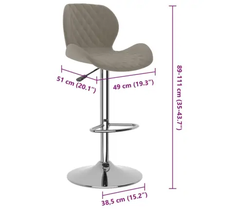 Bāra Krēsli, 2 Gab., Gaiši Pelēks Samts Vidaxl