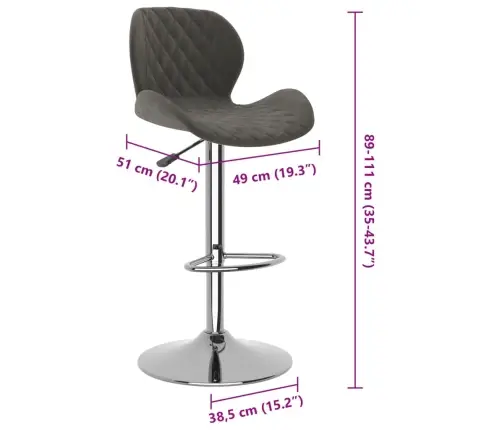 Bāra Krēsli, 2 Gab., Tumši Pelēks Samts Vidaxl