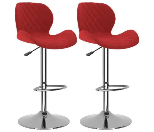 Baro Taburetės, 2Vnt., Raudonojo Vyno Spalvos, Aksomas
