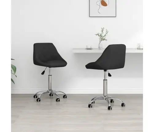 Pöörlevad Söögitoolid 2 Tk, Must, Kunstnahk