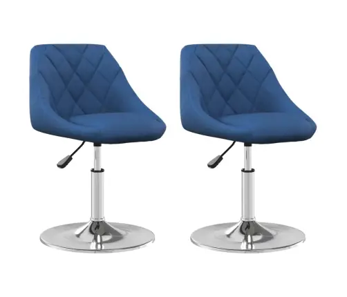 Pasukamos Valgomojo Kėdės, 2Vnt., Mėlynos Spalvos, Aksomas