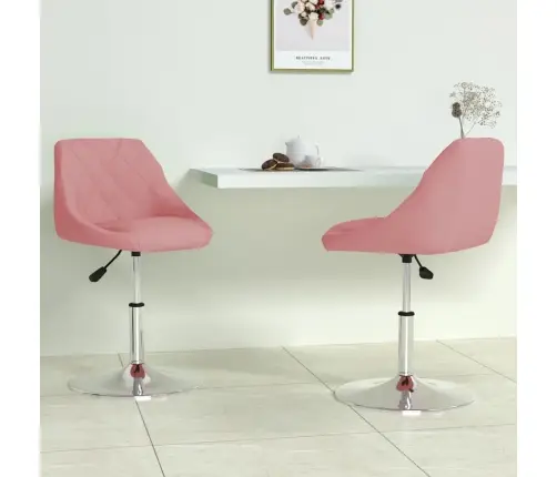 Grozāmi Virtuves Krēsli, 2 Gab., Rozā Samts Vidaxl