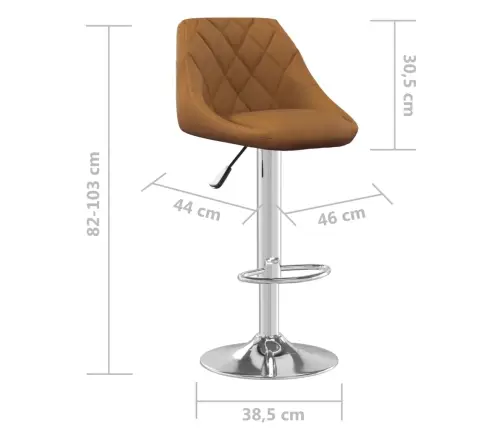 Bāra Krēsli, 2 Gab., Brūns Samts Vidaxl