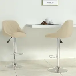 Baro Taburetės, 2Vnt., Kreminės Spalvos, Aksomas