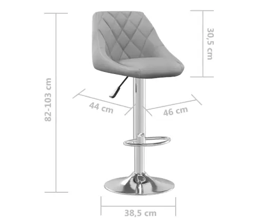 Bāra Krēsli, 2 Gab., Gaiši Pelēks Samts Vidaxl