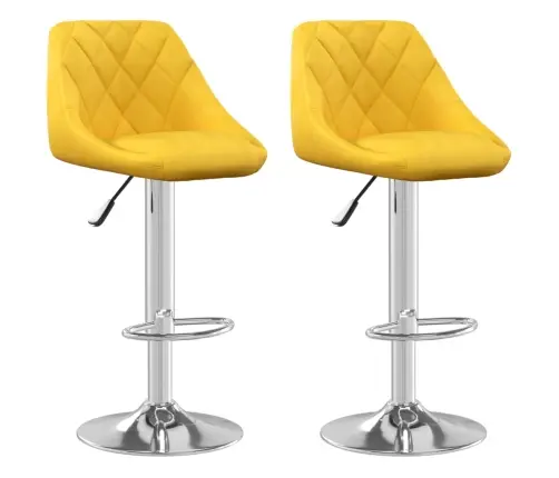 Baro Taburetės, 2Vnt., Garstyčių Geltonos Spalvos, Aksomas