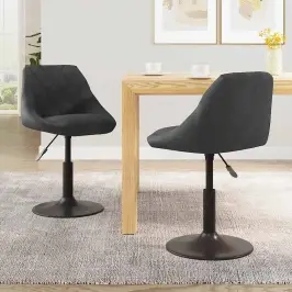 Pööratavad Söögitoolid 2 Tk, Must, Samet