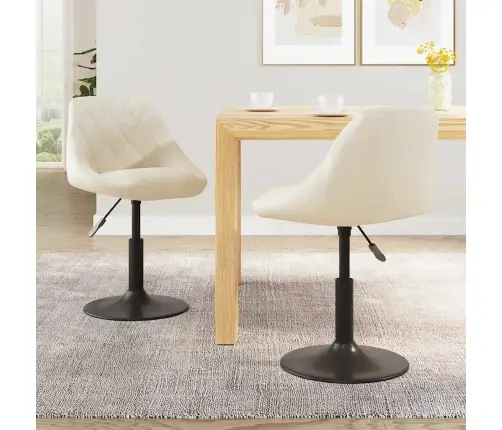 Pasukamos Valgomojo Kėdės, 2Vnt., Kreminės Spalvos, Aksomas