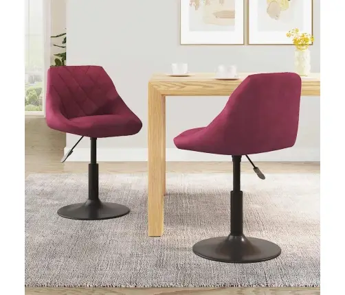 Pasukamos Valgomojo Kėdės, 2Vnt., Vyno Raudonos, Aksomas