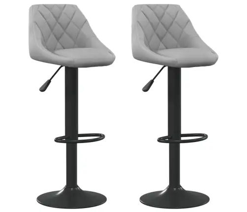 Bāra Krēsli, 2 Gab., Gaiši Pelēks Samts Vidaxl
