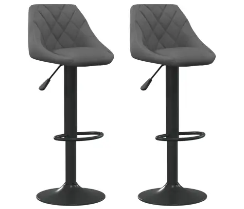 Baro Taburetės, 2Vnt., Tamsiai Pilkos Spalvos, Aksomas