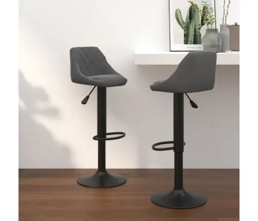 Baro Taburetės, 2Vnt., Tamsiai Pilkos Spalvos, Aksomas