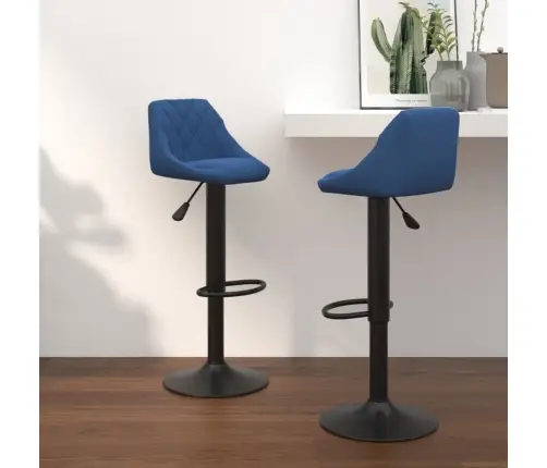 Baro Taburetės, 2Vnt., Mėlynos Spalvos, Aksomas