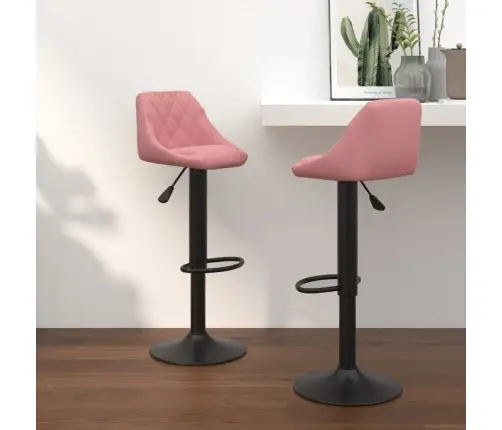 Bāra Krēsli, 2 Gab., Rozā Samts Vidaxl
