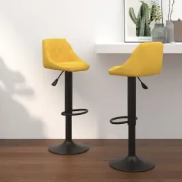 Bāra Krēsli, 2 Gab., Sinepju Dzeltens Samts Vidaxl Bāra Krēsli, 2 Gab., Sinepju Dzeltens Samts Vidaxl
