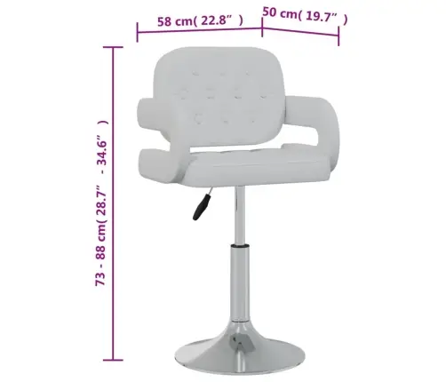 Grozāmi Virtuves Krēsli, 2 Gab., Balta Mākslīgā Āda Vidaxl