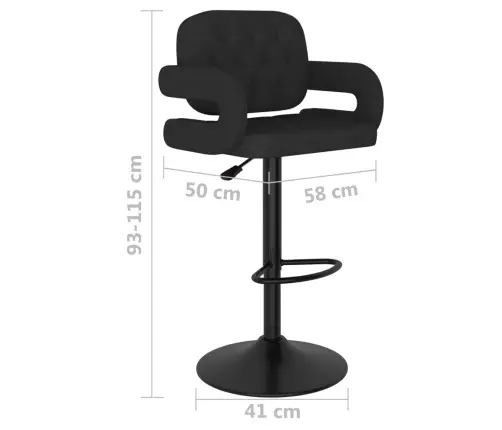 Baro Taburetės, 2Vnt., Juodos Spalvos, Audinys