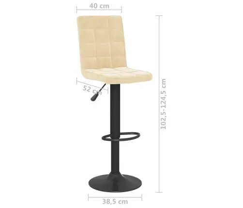 Baro Taburetės, 2Vnt., Kreminės Spalvos, Aksomas