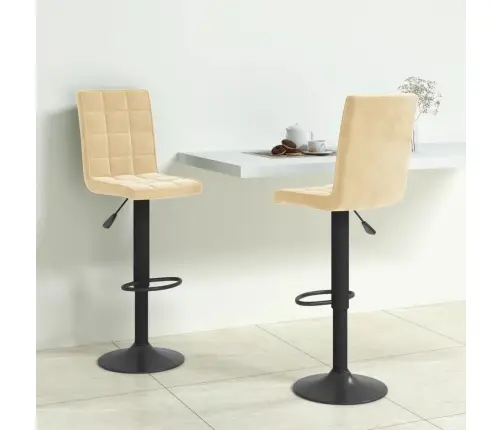 Baro Taburetės, 2Vnt., Kreminės Spalvos, Aksomas