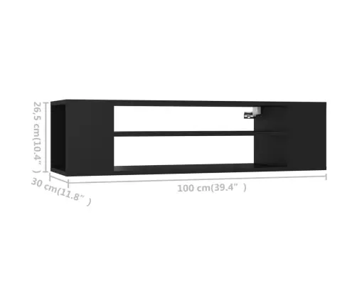 Piekarams Tv Skapītis, Melns, 100X30X26,5 Cm, Inženierijas Koks Vidaxl