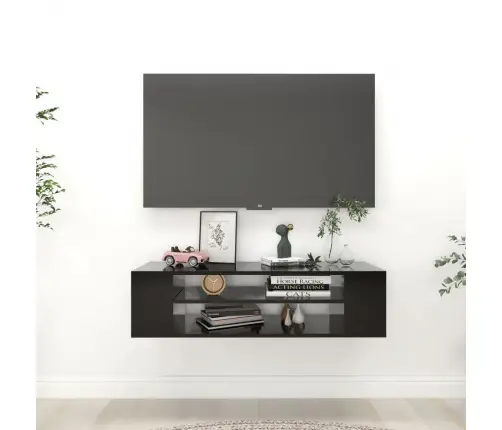 Piekarams Tv Skapītis, Melns, 100X30X26,5 Cm, Inženierijas Koks Vidaxl