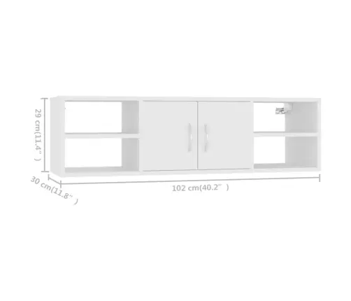 Sienas Plaukts, Balts, 102X30X29 Cm, Inženierijas Koks Vidaxl