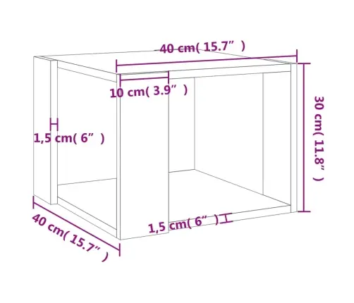 Kafijas Galdiņš, Betona Pelēks, 40X40X30 Cm, Inženierijas Koks Vidaxl