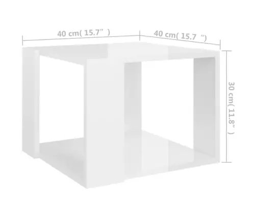 Kafijas Galdiņš, Spīdīgi Balts, 40X40X30 Cm, Inženierijas Koks Vidaxl