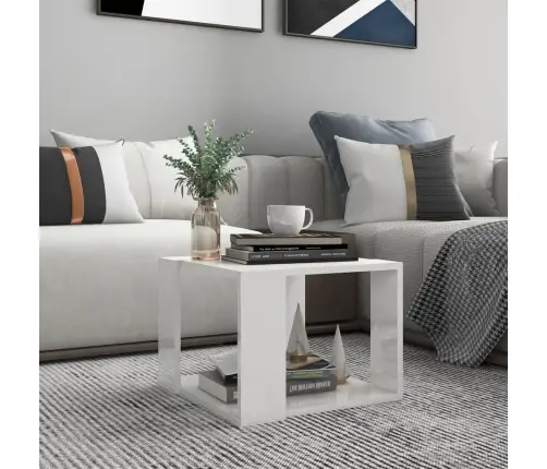 Kafijas Galdiņš, Spīdīgi Balts, 40X40X30 Cm, Inženierijas Koks Vidaxl