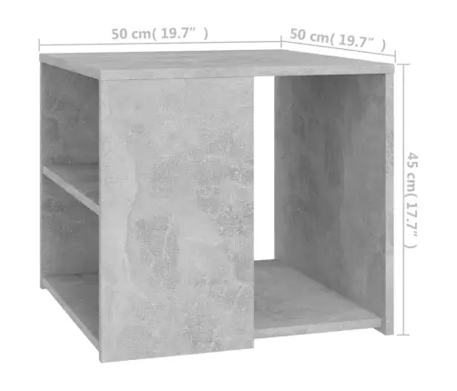 Galdiņš, Betona Pelēks, 50X50X45 Cm, Inženierijas Koks Vidaxl