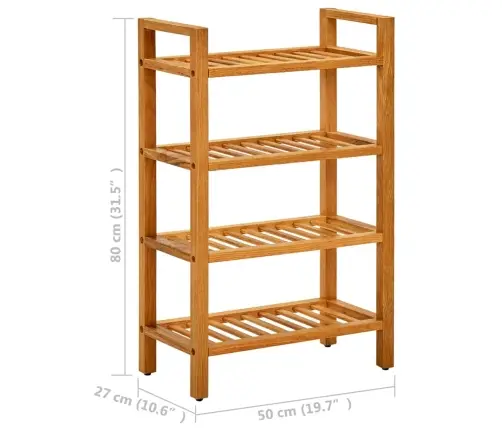 Apavu Skapis Ar 4 Plauktiem, 50X27X80 Cm, Ozola Masīvkoks Vidaxl