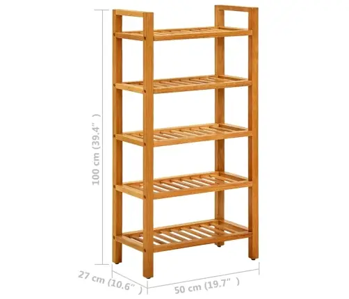 Batų Stovas Su 5 Lentynomis, 50X27X100cm Ąžuolo Masyvas