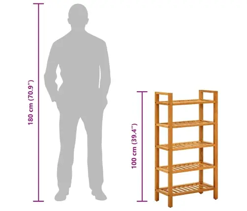 Batų Stovas Su 5 Lentynomis, 50X27X100cm Ąžuolo Masyvas