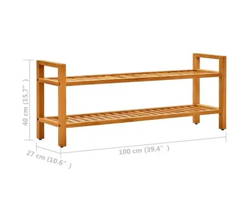 Batų Stovas Su 2 Lentynomis, 100X27X40cm Ąžuolo Masyvas