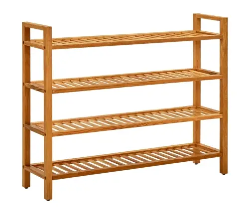 Apavu Skapis Ar 4 Plauktiem, 100X27X80 Cm, Ozola Masīvkoks Vidaxl