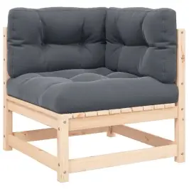 Kampinė Sodo Sofa Su Antracito Pagalvėlėmis, Pušies Masyvas