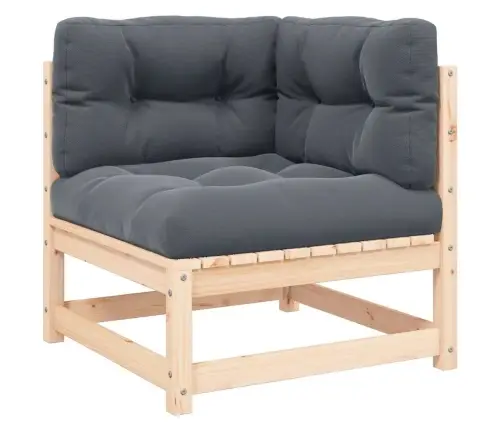 Dārza Stūra Dīvāns Ar Pelēkiem Matračiem, Priedes Masīvkoks Vidaxl