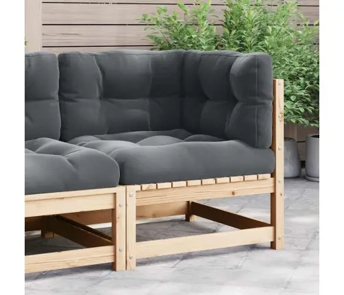 Dārza Stūra Dīvāns Ar Pelēkiem Matračiem, Priedes Masīvkoks Vidaxl