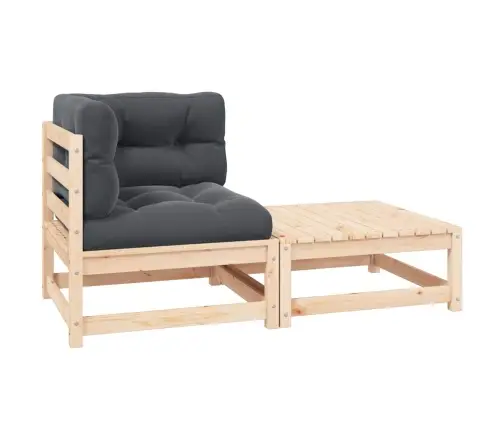 2-Daļīgs Dārza Atpūtas Mēbeļu Komplekts Ar Matračiem, Priede Vidaxl