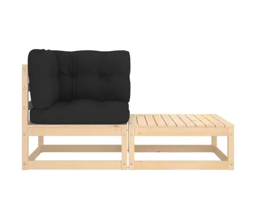 2-Daļīgs Dārza Atpūtas Mēbeļu Komplekts Ar Matračiem, Priede Vidaxl