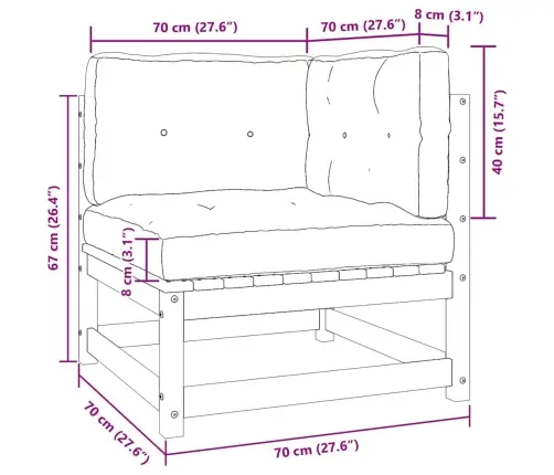 2-Daļīgs Dārza Atpūtas Mēbeļu Komplekts Ar Matračiem, Priede Vidaxl