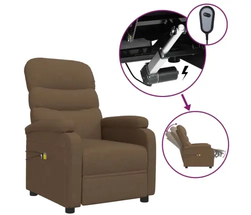 Elektrisks Masāžas Krēsls, Brūns Audums Vidaxl