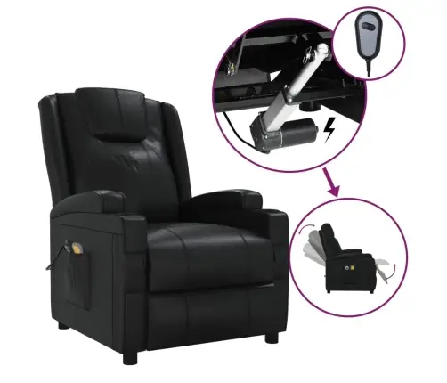 Elektrisks Masāžas Krēsls, Melna Mākslīgā Āda Vidaxl